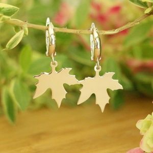 925 Sterling Silver Maple Leaf Dangle Earrings